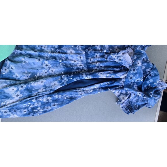 Zink London Floral Print Fit & Flare Dress Lined Shoulder Off Medium - Picture 8 of 16